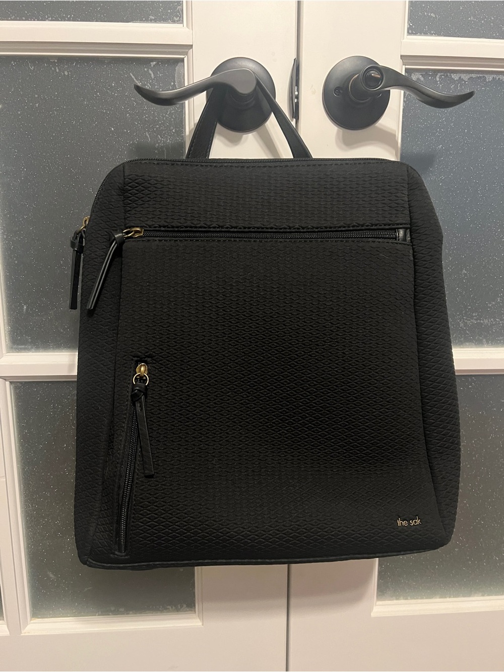 The Sak Black Textured Zip-Front Backpack